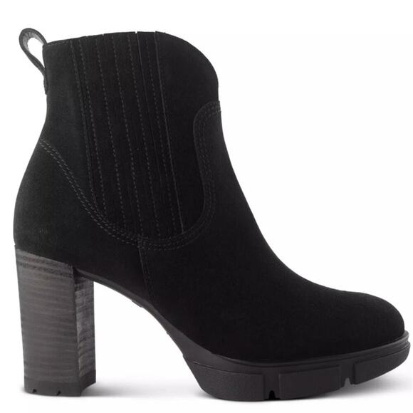 PAUL GREEN Oakley Boots SUEDE STACKED HEEL PLATFORM BLACK‎ Size 10 NEW - Picture 1 of 16